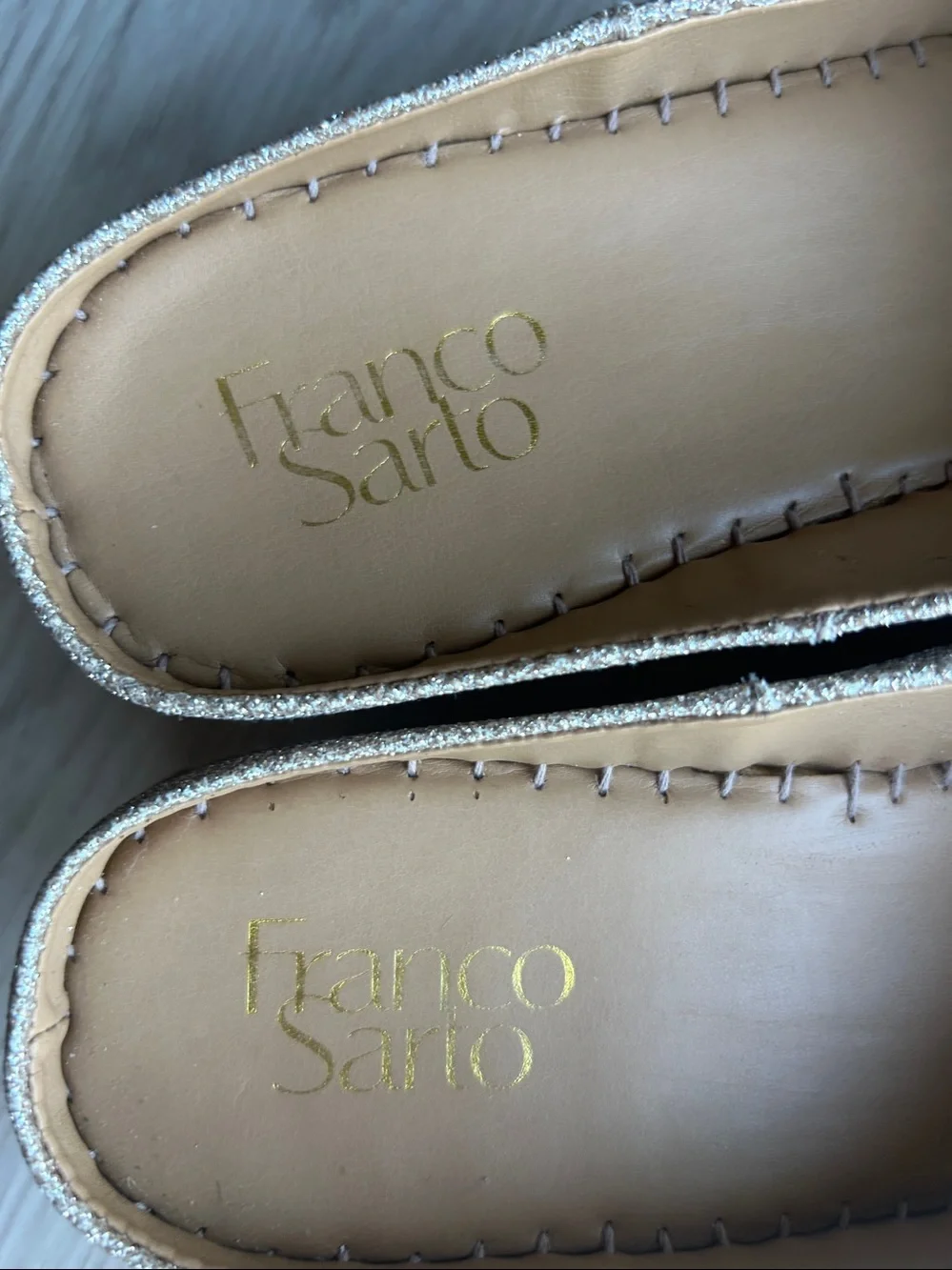 Franco Sorto Pine Espadrille Platform Slide 8.5 Gold Sparkle Casual Glam